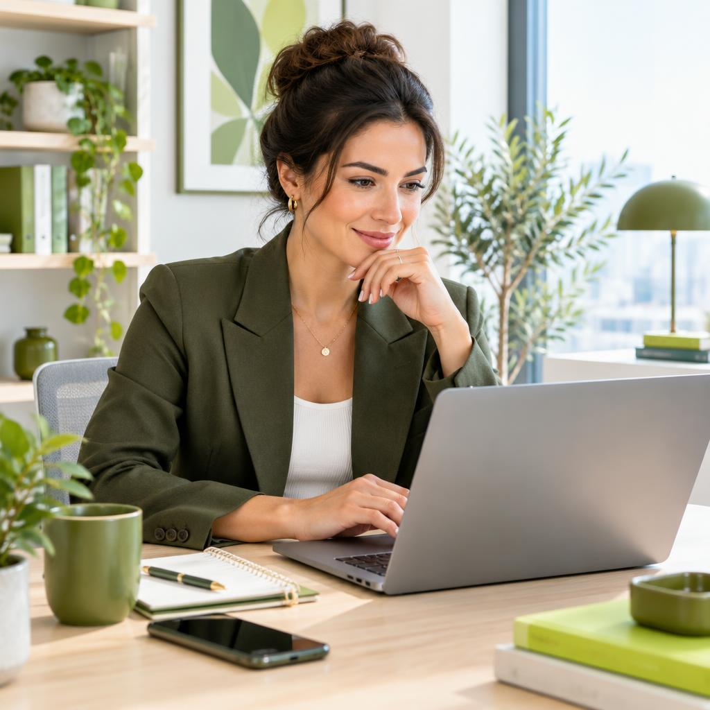 A business owner reviewing a list of prospects on a laptop